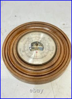 Antique Maritime Wooden Barometer Stormy Rain Change Fair Daymaster Thermometer