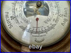 Antique Maritime Wooden Barometer Stormy Rain Change Fair Daymaster Thermometer