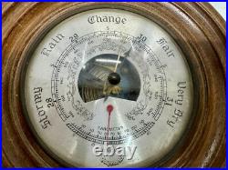 Antique Maritime Wooden Barometer Stormy Rain Change Fair Daymaster Thermometer