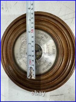 Antique Maritime Wooden Barometer Stormy Rain Change Fair Daymaster Thermometer
