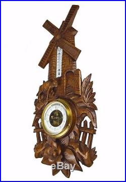 Antique Mill and Donkey Carved Barometer / Thermometer, Dutch
