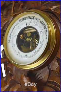 Antique Mill and Donkey Carved Barometer / Thermometer, Dutch