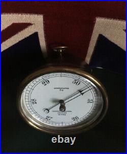 Antique NEGRETTI & ZAMBRA Brass Barometer London No 4462 Enamel Face Watch Clock