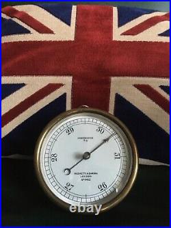 Antique NEGRETTI & ZAMBRA Brass Barometer London No 4462 Enamel Face Watch Clock