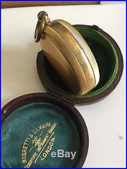 Antique Negretti & Zambra Gilt Brass Leather Cased Compensated Pocket Barometer