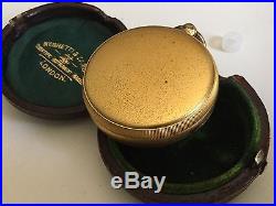Antique Negretti & Zambra Gilt Brass Leather Cased Pocket Barometer
