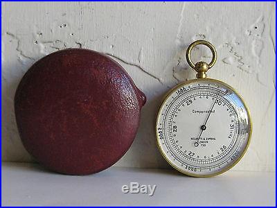 Antique Negretti & Zambra London 750 Pocket Barometer & Altimeter Leather Case