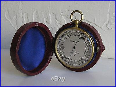 Antique Negretti & Zambra London 750 Pocket Barometer & Altimeter Leather Case