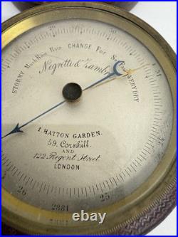 Antique Negretti & Zambra London Aneroid Barometer Cased WORKING 1860's 1870's