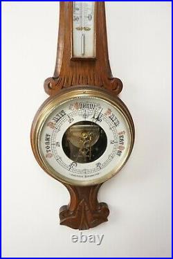 Antique Oak Barometer, Carved Oak Aneroid Barometer, Scotland 1910, B2248