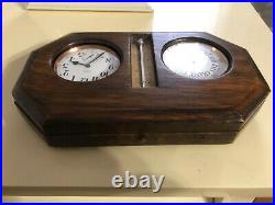 Antique Oak Cased Travel Barometer Thermometer Pocket Watch Swiss & London