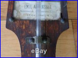 Antique Oak Stick Barometer Emil Andersson Stockholm Scientific Instrument 19thC