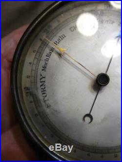 Antique Old Brass Barometer Weather Instrument Scientific
