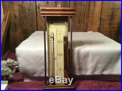 Antique Old Pools Cottage Storm Thermometer barometer 1890s wooden metal glass