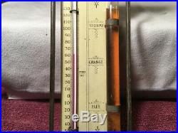 Antique Old Pools Cottage Storm Thermometer barometer 1890s wooden metal glass