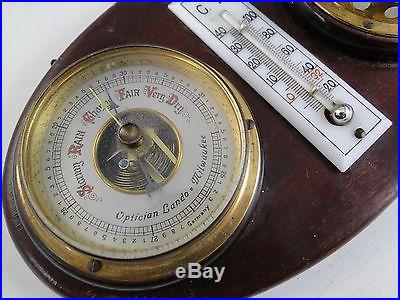 Antique Optician Lando Milwaukee WI Wall Thermometer Hygrometer Barometer German