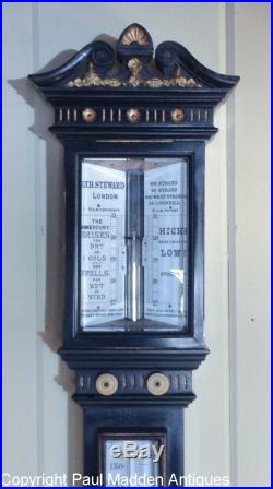 Antique Ornate Stick Barometer by J. H. Steward