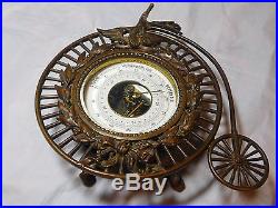 Antique Penny-farthing Brass German Barometer Big Wheel Bicycle