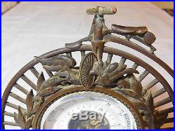 Antique Penny-farthing Brass German Barometer Big Wheel Bicycle