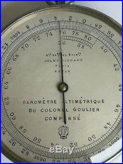 Antique Pocket Altimeter Barometer Made By Jules Richard Paris Colonel Goulier