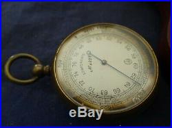 Antique Pocket Altimeter Barometer With Original Leather Case With Compass