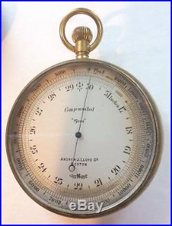 Antique Pocket Aneroid Barometer made by Andrew J. Lloyd Co. Boston