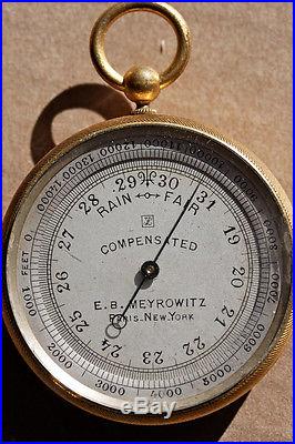Antique Pocket Barometer 1895 Meyrowitz Paris New York. In case Science Engineer