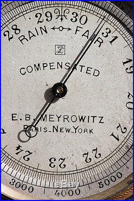 Antique Pocket Barometer 1895 Meyrowitz Paris New York. In case Science Engineer