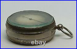 Antique Pocket Barometer Altimeter Beveled Glass & Silver
