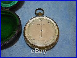 Antique Pocket Barometer Altimeter Compensated Science Weather Gauge withcase