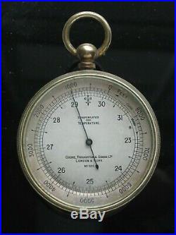 Antique Pocket Barometer / Altimeter London with Dash-Mount Case