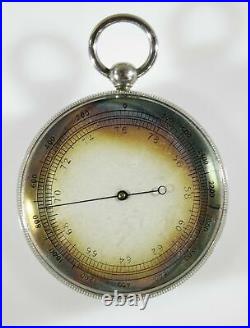 Antique Pocket Barometer Altimeter Plated Brass Glass Face Hallmarked For Repair