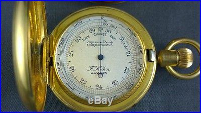Antique Pocket Barometer Compass Set Boxed Swiss F. Kuhn Luzern MOP
