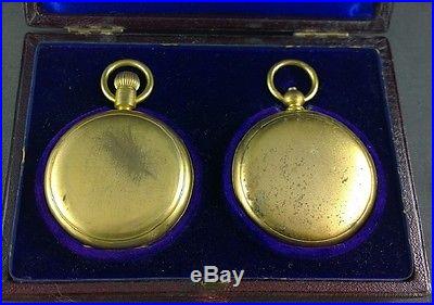 Antique Pocket Barometer Compass Set Boxed Swiss F. Kuhn Luzern MOP