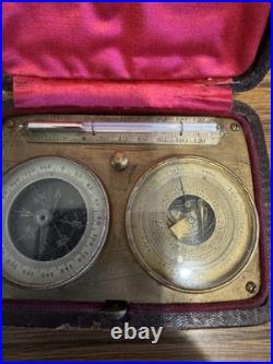Antique Pocket Barometer Compass and Thermometer Compendium