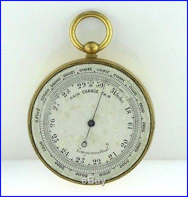 Antique Pocket Barometer Compensated Rain Change Fair Gauge w/ Original Case