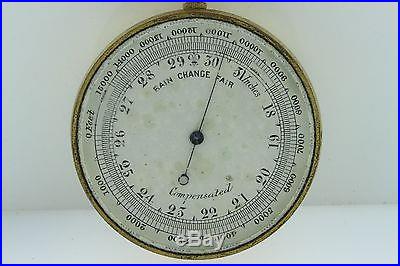 Antique Pocket Barometer Compensated Rain Change Fair Gauge w/ Original Case