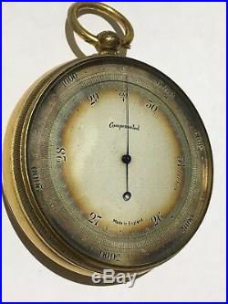Antique Pocket Barometer Made In England As Is