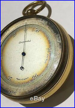 Antique Pocket Barometer Made In England As Is