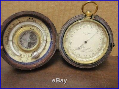 Antique Pocket Compass, Barometer, Thermometer