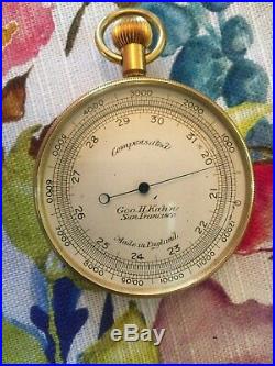 Antique Pocket Compensated Barometer Geo. H. Kahn San Francisco made in England