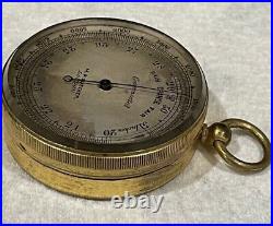 Antique Pocket Travel Barometer by M Pillischer London in original case