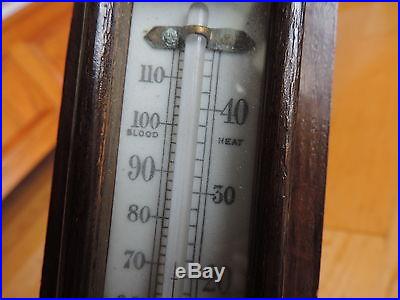 Antique Porcelain Face Made In England Carved Wood Banjo Barometer Thermometer