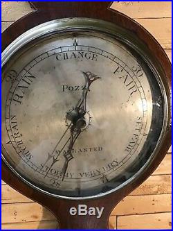 Antique Pozzi Georgian Mahogany 10 Wheel Barometer 1800s Shell Inlay
