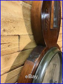 Antique Pozzi Georgian Mahogany 10 Wheel Barometer 1800s Shell Inlay