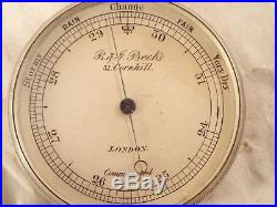 Antique R & J BECK, LONDON Gentleman's German Silver Pocket Barometer, 1867-1880
