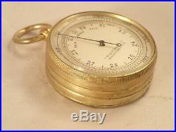 Antique R. McQUEEN & SON, Ltd Gentlemen's Gilt Brass Aneroid Barometer Altimeter