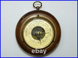 Antique Rare French Hanging Mechanis Barometer Diameter 19th Century Brass Wood