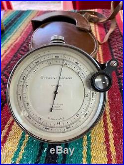 Antique SHORT & MASON Surveying Aneroid Barometer London, England withLeather Case