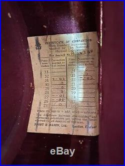 Antique SHORT & MASON Surveying Aneroid Barometer London, England withLeather Case